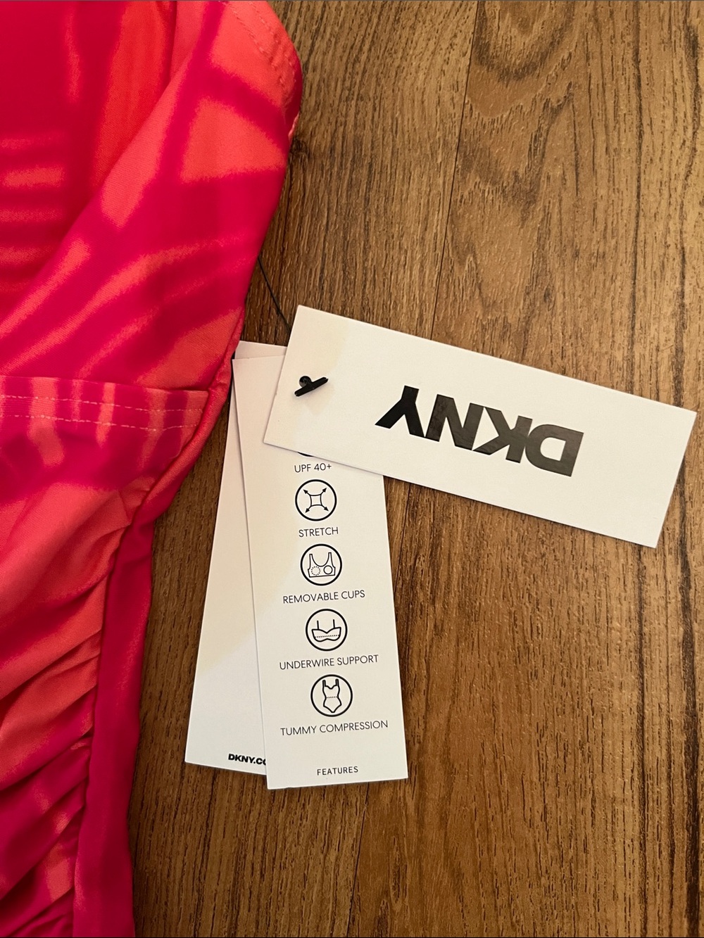 NWT DKNY Ruffle Plunge Underwire Tummy Control One Piece Swimsuit - Picture 3 of 6
